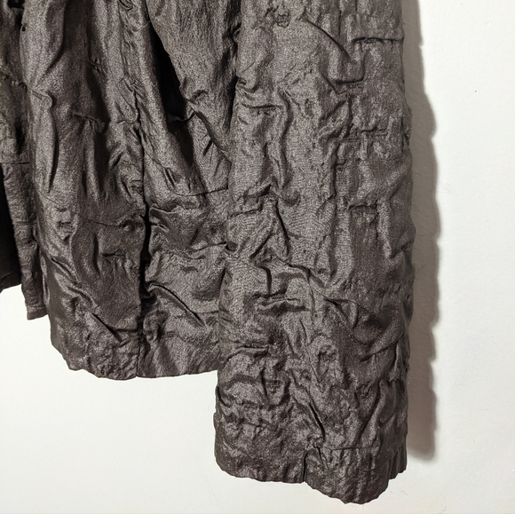 Eileen Fisher 100% Silk Taupe Silver Open Evening Jacket Medium 10/12 EUC - Picture 3 of 9